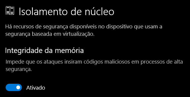 Integridade da Memória [ Ativado ]